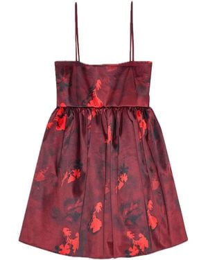 Ganni Printed Satin Mini Dress - Red