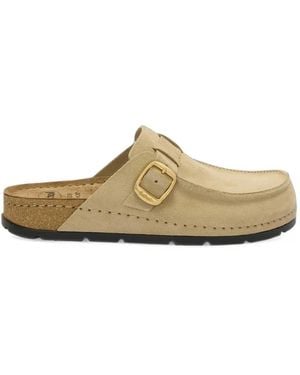 Scholl Bora Buckle-Fastening Flat Mules - White