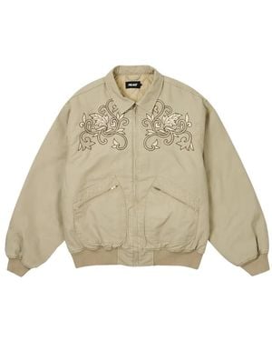 Palace Floral-Embroidered Canvas Bomber Jacket - Natural
