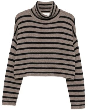 Lisa Yang Gestreifter Zerlina Rollkragenpullover - Schwarz