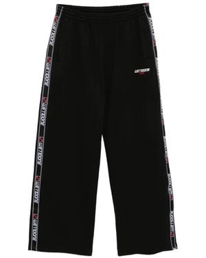 we11done Pantalon À Bande Logo - Black