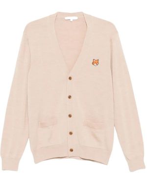 Maison Kitsuné Fox-Motif Pocket Cardigan - Natural