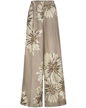 Brunello Cucinelli Printed Silk Trousers - Natural
