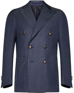 Franzese Collection Peak Lapel Double-Breasted Blazer - Blue