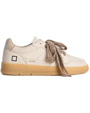 Date Chunky-Lace Leather Sneakers - Natural