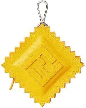 Fendi Raviolo Leather Keyring - イエロー
