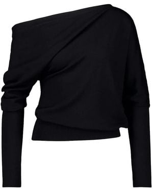 Tom Ford Off-The-Shoulder Draped Sweater - Black