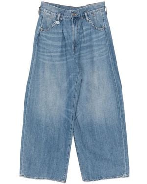 R13 Whiskered Pleated Jeans - Blue