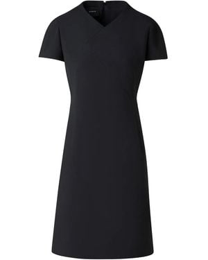Akris Asymmetric Seam Cap-Sleeve Cotton-Silk Dress - Black