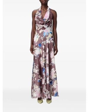 Hanita Floral-Print Halterneck Dress - White