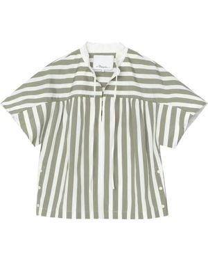 3.1 Phillip Lim Striped Tie-Neck Top - White