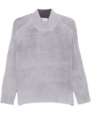 AROVESCIO Distressed-Effect Ribbed-Sleeve Jumper - Grey