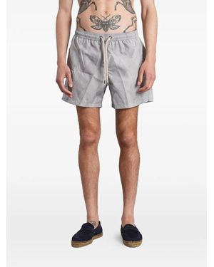 Ballantyne Argyle-Pattern Swim Shorts - Grey