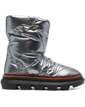 Tory Burch Metallic-Finish Quilted Boots - Black