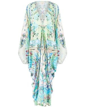 CAMILLA Midsummer Floral-Pattern V-Neck Maxi Dress - Blue