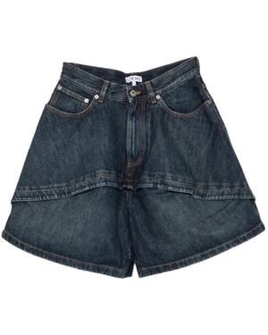 Loewe Layered-Panel Jeans Shorts - Blue