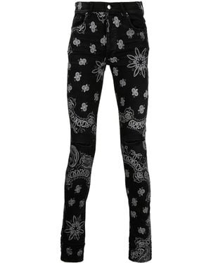 Amiri Flocked Bandana Skinny Jeans - Black