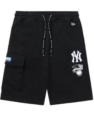 KTZ Yankees-Logo Cargo Shorts - Black