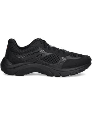 HUGO Panelled Lace-up Trainers - Black
