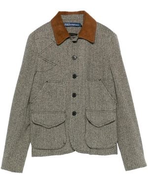 Polo Ralph Lauren Suede-Trim Herringbone Jacket - Black