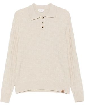 Jacob Cohen Basket-Weave Long-Sleeve Polo Shirt - White