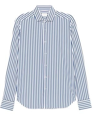 Xacus Vertical-Stripe Long-Sleeve Shirt - Blue