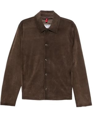 Fay Lederjacke Mit Knöpfen - Braun