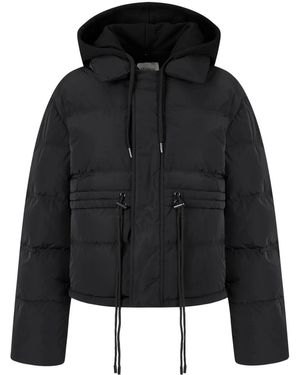 Studio Tomboy X Detachable-Drawstring Hood Down Jacket - Black