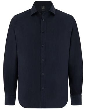 BOGGI Garment-Washed Linen Shirt - Blue