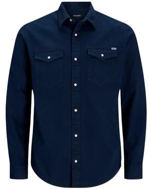 Jack & Jones Button-Up Long-Sleeve Shirt - Blue