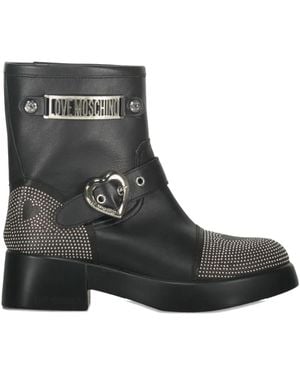 Moschino Buckle-Detailed Studded Ankle Boots - Black