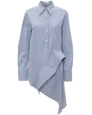 JW Anderson Striped Long-Sleeve Draped Shirt - Blue