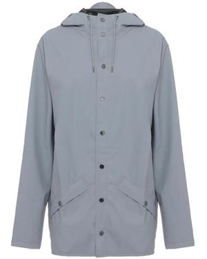 Rains Button Hoodie Coat - Blue