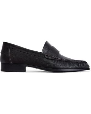 12 STOREEZ Grained Leather Loafers - Black