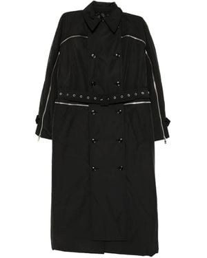 ROKH Gabardina Con Doble Botonadura - Negro