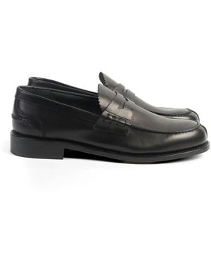Berwick Shoes Serrated-Edge Penny Loafers - Black