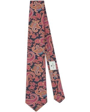 Etro Paisley Motif Silk Tie - Red