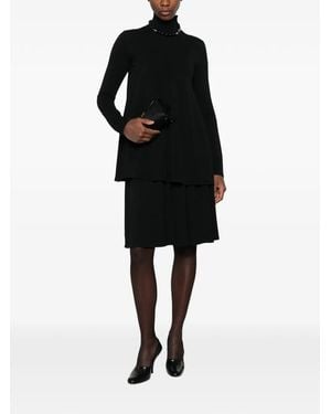TOTEME Ribbed-Waist Pleated Midi Skirt - Black