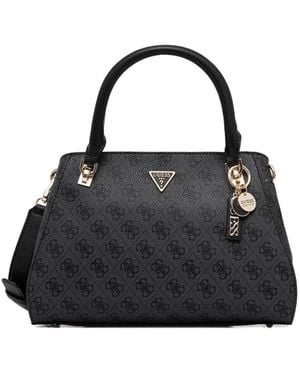 Guess Monogram Charm Satchel - Black