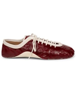 Dries Van Noten Leren Leather Ballerina Trainers - Red