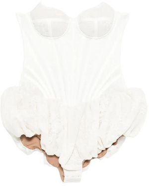 GIUSEPPE DI MORABITO Lace Ruffled Dress - White