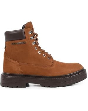 KARL LAGERFELD Lace-Up Panelled Boots - Brown