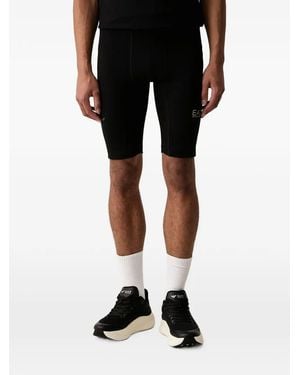 EA7 Logo-Print Cycling Shorts - Black