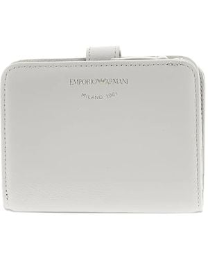 Emporio Armani Portefeuille En Cuir À Logo Embossé - Gray