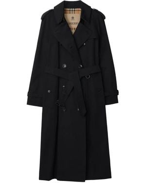 Burberry Gabardine Long Waterloo Heritage Trench Coat - Black