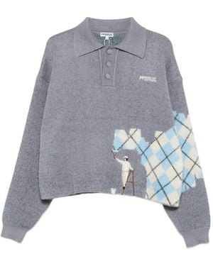 House of Errors Logo-Embroidered Polo Shirt - Grey