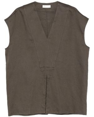 Roberto Collina Blusa Con Cuello En V - Marrón