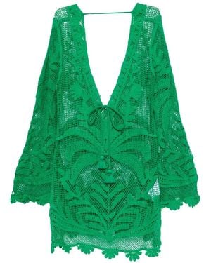 FARM Rio Vestido Corto De Ganchillo Con Borlas - Verde