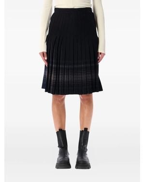 Low Classic Pleated Reversible Midi Skirt - Black