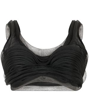 Alberta Ferretti Top Fruncido De Seda - Negro